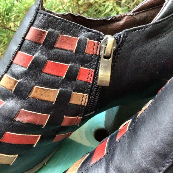 L’ artiste Brilliance (38) WOMEN’S Multicolored Black Leather Ankle Heel Boots. - Picture 7 of 10